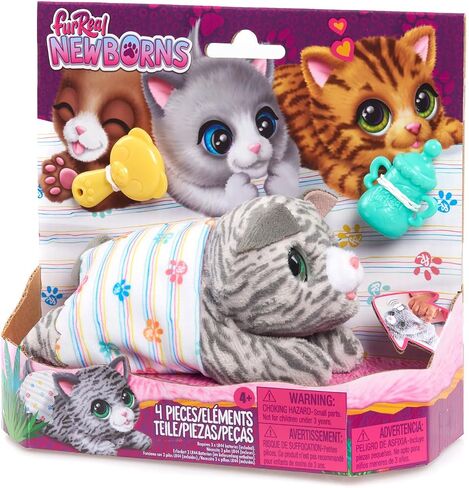 furReal Newborns Kitty Interactive Pet, Small Plush Stuffed Animal Cat with Sounds and Movement, Kids Toys for Ages 4 Up by Just Play in Saudi Arabia