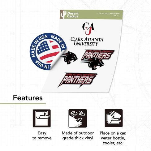 Desert Cactus Clark Atlanta University Sticker CAU Panthers Stickers Vinyl Decals Laptop Water Bottle Car Scrapbook T2 (Type 2) in Saudi Arabia