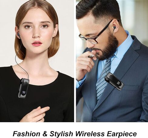 Retractable Wireless Headset Headphone Stereo Earphone V5.0 Noise Cancelling Mic Clip on Earpiece Comfortable HandsFree Headset 20Hrs Talking Time Sports Business Trucker Driver Earbud in Kuwait