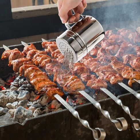 4 قطع من مغرفة الفشار وهزازات فلفل ملح معدنية، مغرفة قلي فرنسية من الفولاذ المقاوم للصدأ، مغرفة متعددة الاستخدامات، هزازات توابل للتوابل للاستخدام التجاري والمنزلي in Kuwait