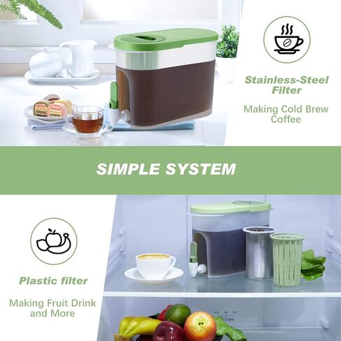 Roshtia 3 Sets Cold Brew Coffee Maker 1 Gallon Iced Coffee Pitcher with Stainless Steel Mesh Filter and Spigot Cold Brew Pitcher Lemonade Dispenser with Infuser for Tea (Yellow) in Saudi Arabia
