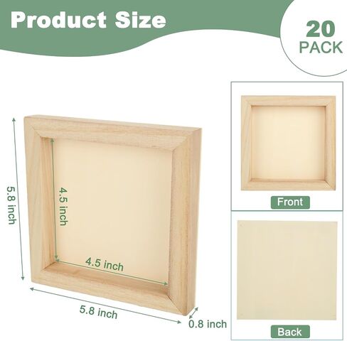 20PCS Wood Panels Boards for Painting 6x6 Inch Unfinished Wood Canvas Boards Painting, Blank Square Cradled Wood Panel for Painting Mixed-Media Craft, Art Supply, Acrylics, Pouring Use with Oils in Saudi Arabia