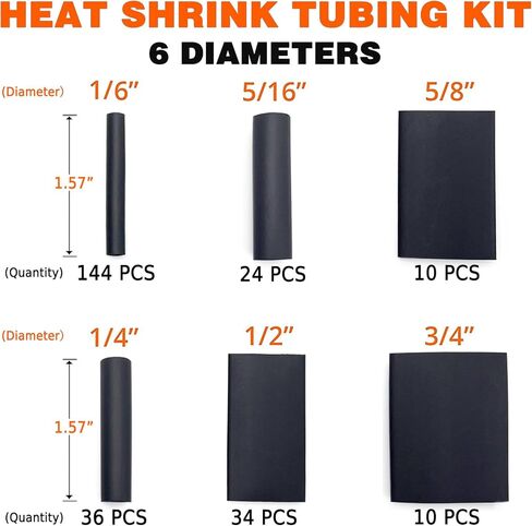 مجموعة أنابيب الانكماش الحراري - مسدس حراري صغير بقدرة 350 وات + بطانة لاصقة بنسبة 4: 1، أنابيب انكماش من الدرجة البحرية 195 قطعة + فوهة عاكسة + ذاتية اللصق وربطات كابل - تغليف أنبوب الانكماش والأسلاك والكابلات in Kuwait