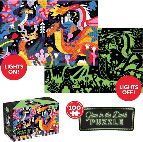 Mudpuppy Dragons – 100 Piece Glow in The Dark Puzzle with Bold Scene of Fire Breathing Dragons and Hidden Puzzle Details in The Dark for Children Ages 5 and Up in Saudi Arabia