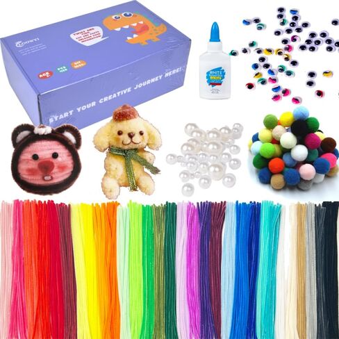LOOWYI 30 Colors Pipe Cleaners with Multi Materials,DIY Art Creative Crafts Decorations Pipe Cleaners Craft,Arts and Craft, 200 Pcs Craft Supplies,Children's Creative Toys in Saudi Arabia