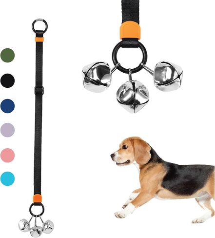 Puppy Bell Doorbells with Hanging Ring, Dog Bells for Potty Training, Can attach to doorkob or Anywhere Near the Door, Length and Height Adjustable, Louder Bigger Jingle Bells for Puppies (Black) in Saudi Arabia