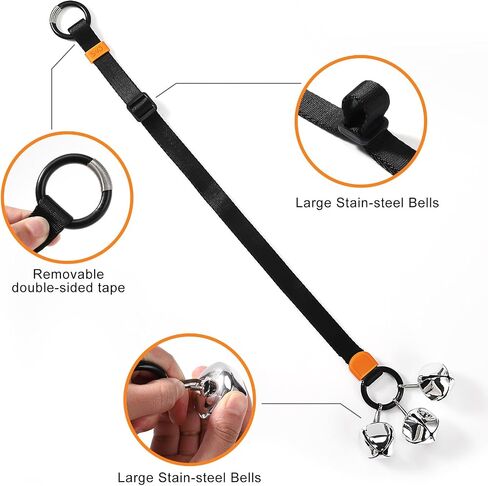 Puppy Bell Doorbells with Hanging Ring, Dog Bells for Potty Training, Can attach to doorkob or Anywhere Near the Door, Length and Height Adjustable, Louder Bigger Jingle Bells for Puppies (Black) in Saudi Arabia