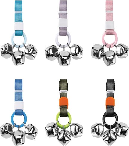 Puppy Bell Doorbells with Hanging Ring, Dog Bells for Potty Training, Can attach to doorkob or Anywhere Near the Door, Length and Height Adjustable, Louder Bigger Jingle Bells for Puppies (Black) in Saudi Arabia