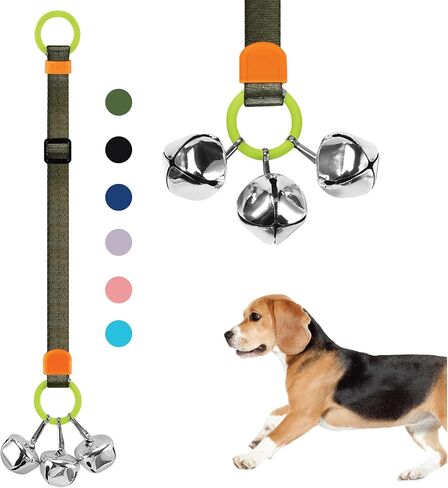 Puppy Bell Doorbells with Hanging Ring, Dog Bells for Potty Training, Can attach to doorkob or Anywhere Near the Door, Length and Height Adjustable, Louder Bigger Jingle Bells for Puppies (Black) in Saudi Arabia