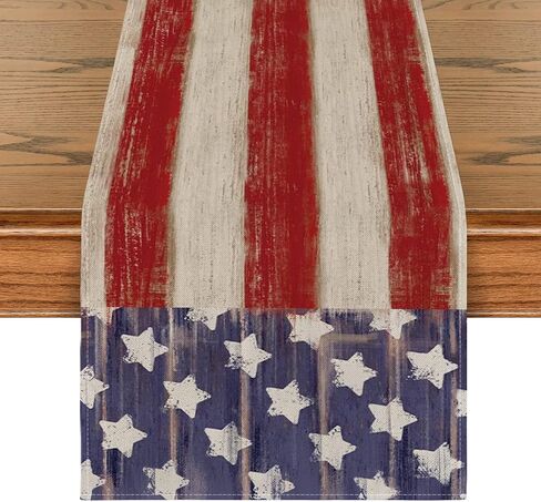 Artoid Mode American Flag Stars and Stripes 4th of July Table Runner,Memorial Day Kitchen Dining Table Decoration for Home Party Decor 13x36 Inch in Saudi Arabia