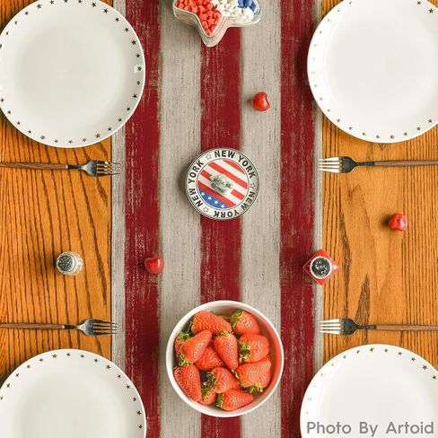 Artoid Mode American Flag Stars and Stripes 4th of July Table Runner,Memorial Day Kitchen Dining Table Decoration for Home Party Decor 13x36 Inch in Saudi Arabia