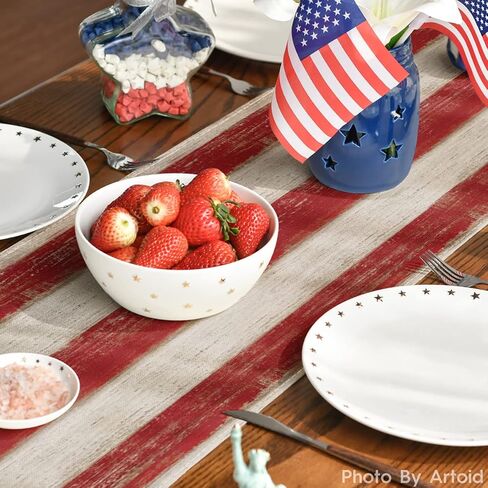 Artoid Mode American Flag Stars and Stripes 4th of July Table Runner,Memorial Day Kitchen Dining Table Decoration for Home Party Decor 13x36 Inch in Saudi Arabia