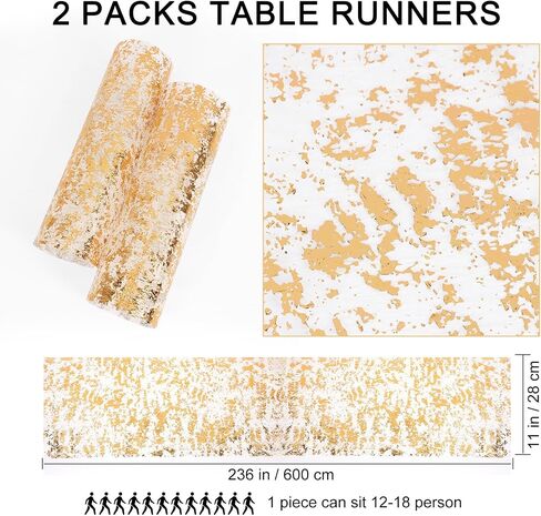Fixwal 1 Pieces 11"x 236" Gold Table Runner, Gold Runner, Glitter Metallic Foil Thin Mesh Table Runner Roll, Sequin Tulle Table Decor for DIY, Wedding, Banquet, Birthday, Party and Decorations in Saudi Arabia