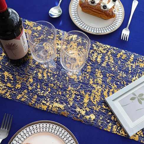 Fixwal 1 Pieces 11"x 236" Gold Table Runner, Gold Runner, Glitter Metallic Foil Thin Mesh Table Runner Roll, Sequin Tulle Table Decor for DIY, Wedding, Banquet, Birthday, Party and Decorations in Saudi Arabia