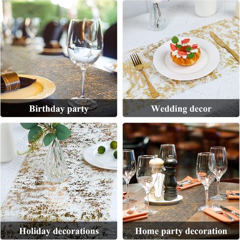 Fixwal 1 Pieces 11"x 236" Gold Table Runner, Gold Runner, Glitter Metallic Foil Thin Mesh Table Runner Roll, Sequin Tulle Table Decor for DIY, Wedding, Banquet, Birthday, Party and Decorations in Saudi Arabia