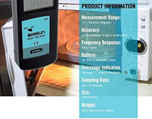 allsun Digital EMF Tester Electromagnetic Radiation Meter Electromagnetic Field Wave Detector Magnitude Detector Handheld LCD Household Dosimeter in Kuwait