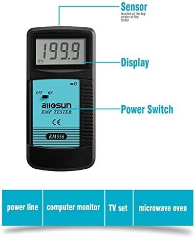 allsun Digital EMF Tester Electromagnetic Radiation Meter Electromagnetic Field Wave Detector Magnitude Detector Handheld LCD Household Dosimeter in Kuwait