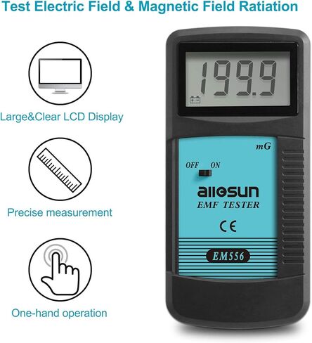 allsun Digital EMF Tester Electromagnetic Radiation Meter Electromagnetic Field Wave Detector Magnitude Detector Handheld LCD Household Dosimeter in Kuwait