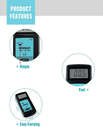 allsun Digital EMF Tester Electromagnetic Radiation Meter Electromagnetic Field Wave Detector Magnitude Detector Handheld LCD Household Dosimeter in Kuwait
