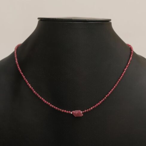 هدية عيد الأم من Gempires، قلادة مطرزة بالجمشت مع حجر خام، خرز جمشت ذو أوجه 2.4-2.5 مم، حجر بخت شهر فبراير، سلسلة مطلية بالفضة مقاس 18 بوصة قابلة للتعديل in Saudi Arabia
