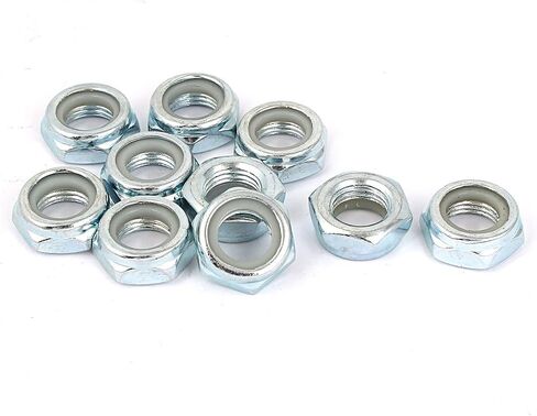 uxcell M10x1mm Zinc Plated Self-Locking Nylon Insert Hex Lock Nut 10pcs in Saudi Arabia