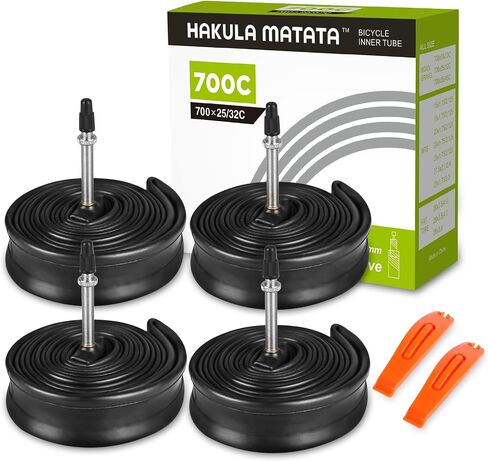 HAKULA MATATA 700x18-25/25-32 Road Bike Inner Tubes with 48/60/80mm Presta Valve Stem, Bicycle Butyl Inner Tube Replacement for Road Bikes, 4 Pcs in Saudi Arabia