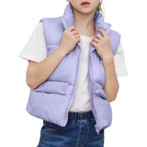 Yimoon Girls Cropped Puffer Vest Lightweight Padded Quilted Vest Stand Collar Warm Sleeveless Puffy Gilet in Kuwait
