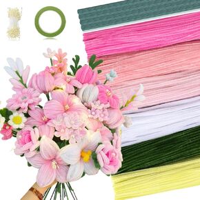 Peryiter 371 PCS Pipe Cleaners مجموعة 12 بوصة منظفات الأنابيب تشنيل تنبعات الحرف الحرف الكبرى لصنع باقة Tulip ، مشاريع Art DIY Craft Decorations Party Party (Green) in Kuwait