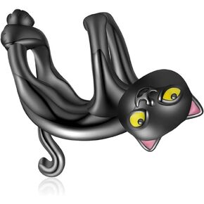Bat Bead Charms for Bracelets 925 Sterling Silver Animal Charm Paved with Cubic Zirconia Black Bat Charm for Women Halloween Charms Jewelry in Saudi Arabia