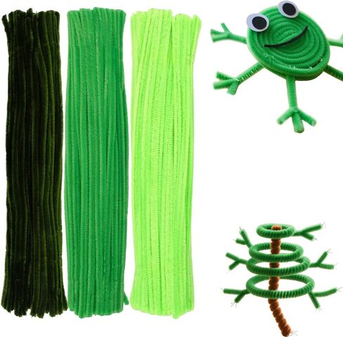 300 PCS Pipe Cleaners, 3 Assorted Colors Chenille Stems, Craft Pipe Cleaners, Pipe Cleaner Craft Supplies for DIY Arts Crafts Project(Green, Red and Yellow) in Kuwait