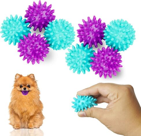Spiky Dog Ball 1.8 Inch Squeaky Toy for Small Dogs Aggressive Chewers Puppy Teething Toys Dog Spike Ball for Training and Teeth Cleaning - 4 Pack in Saudi Arabia