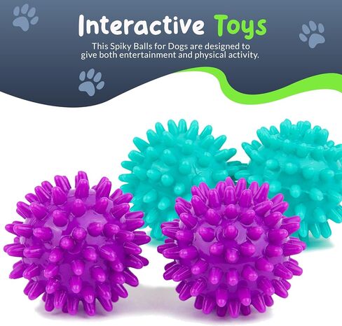 Spiky Dog Ball 1.8 Inch Squeaky Toy for Small Dogs Aggressive Chewers Puppy Teething Toys Dog Spike Ball for Training and Teeth Cleaning - 4 Pack in Saudi Arabia