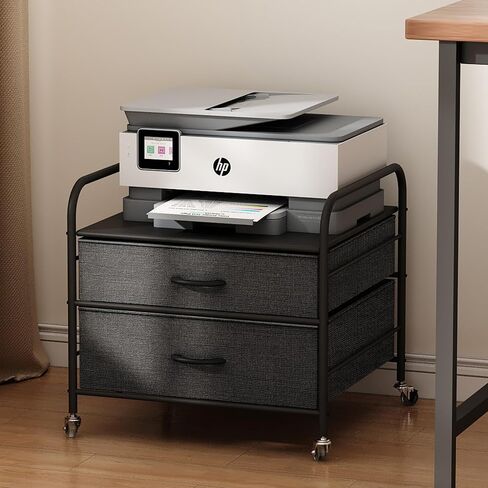 Printer Stand with Storage, Mobile Printer Table with Lockable Wheels, 2-Tier Under Desk Printer Cart for Home Office, Stand of Printer Stand, Mini Fridge, Heat Press, Fax in Saudi Arabia