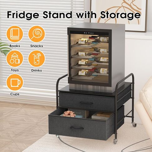 Printer Stand with Storage, Mobile Printer Table with Lockable Wheels, 2-Tier Under Desk Printer Cart for Home Office, Stand of Printer Stand, Mini Fridge, Heat Press, Fax in Saudi Arabia