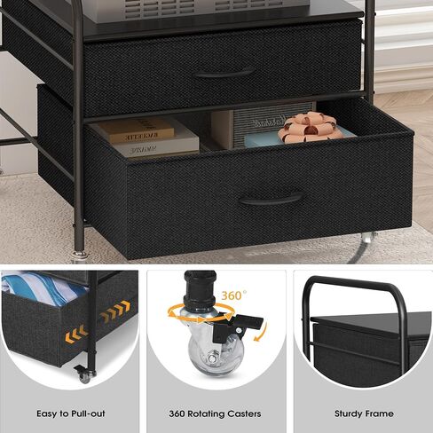 Printer Stand with Storage, Mobile Printer Table with Lockable Wheels, 2-Tier Under Desk Printer Cart for Home Office, Stand of Printer Stand, Mini Fridge, Heat Press, Fax in Saudi Arabia