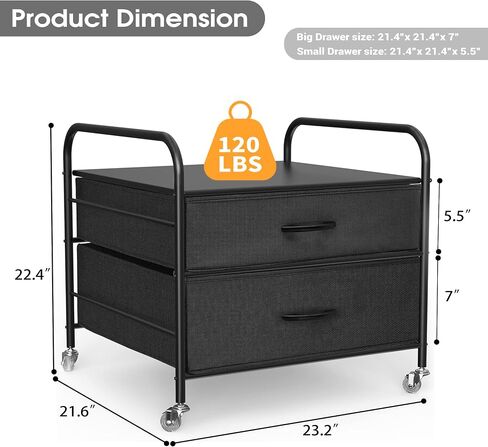 Printer Stand with Storage, Mobile Printer Table with Lockable Wheels, 2-Tier Under Desk Printer Cart for Home Office, Stand of Printer Stand, Mini Fridge, Heat Press, Fax in Saudi Arabia