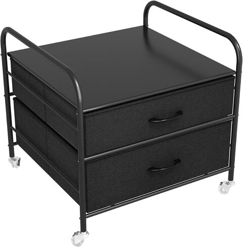 Printer Stand with Storage, Mobile Printer Table with Lockable Wheels, 2-Tier Under Desk Printer Cart for Home Office, Stand of Printer Stand, Mini Fridge, Heat Press, Fax in Saudi Arabia