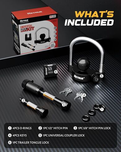 Keyed Alike Heavy Duty Coupler Lock Set Trailer Lock Kit Include Universal Coupler Lock & Trailer Tongue Coupler Lock All Black Set in Kuwait