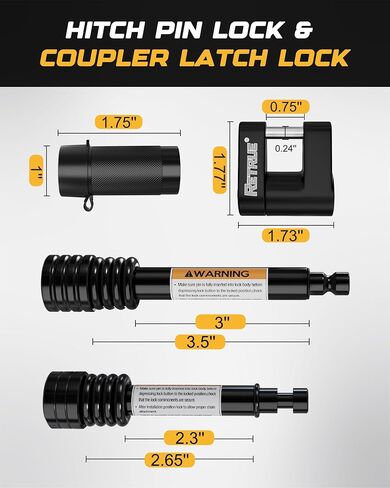 Keyed Alike Heavy Duty Coupler Lock Set Trailer Lock Kit Include Universal Coupler Lock & Trailer Tongue Coupler Lock All Black Set in Kuwait