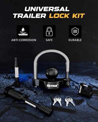Keyed Alike Heavy Duty Coupler Lock Set Trailer Lock Kit Include Universal Coupler Lock & Trailer Tongue Coupler Lock All Black Set in Kuwait