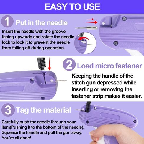 Mini Stitch Gun للملابس مع العلبة ، مسدس العلامة للملابس السريعة خياطة السلاح السريع مسدس الثابتة بندقية ناعم غرزة طقم خياطة طيلة مع 6 إبرة ، 5000 بيك أبيض وبلود. in Kuwait