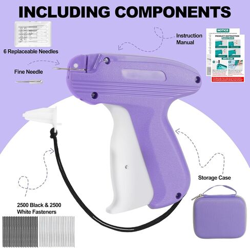 Mini Stitch Gun للملابس مع العلبة ، مسدس العلامة للملابس السريعة خياطة السلاح السريع مسدس الثابتة بندقية ناعم غرزة طقم خياطة طيلة مع 6 إبرة ، 5000 بيك أبيض وبلود. in Kuwait