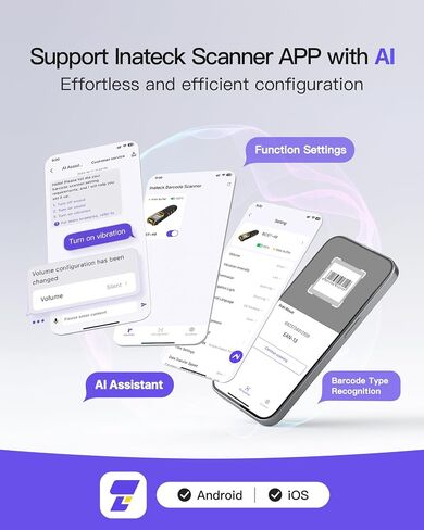 inateck barcode scanner bluetooth ، 1d 2d QR Code Scanner Kabellos 2.4Ghz ، مستحضر الباركود اللاسلكي المحمول مع الشاشة ، Handscanner مع APP و SDK ، BCST-47 in Kuwait