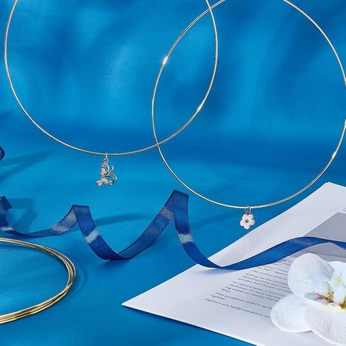 UNICRAFTALE 6Pcs 2 Colors Wire Wrap Collar Necklaces for Women 5.51 inch/14cm Choker Necklaces Metal Gold Open Choker Necklace Metal Plain Chocker Collar Necklace for DIY Necklace Jewelry Making in Saudi Arabia