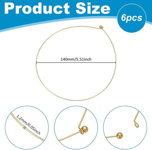 UNICRAFTALE 6Pcs 2 Colors Wire Wrap Collar Necklaces for Women 5.51 inch/14cm Choker Necklaces Metal Gold Open Choker Necklace Metal Plain Chocker Collar Necklace for DIY Necklace Jewelry Making in Saudi Arabia