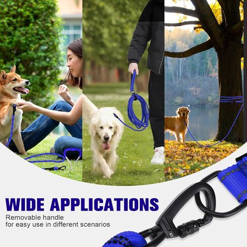 Mihachi Dog Tie Out Stake and Long Dog Leash, Reflective Recall Training Lead Leash with Removable Handle, 15.8in Ground Stake, Ideal for Yard, Camping and Beach, Suitable for Large Dogs,Orange 30FT in Kuwait