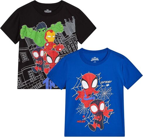 Marvel Spiderman Boys Graphic Tees - 2 Pack Spidey and His Amazing Friends Short Sleeve Spider Man Shirts for Toddler & Kids in Saudi Arabia