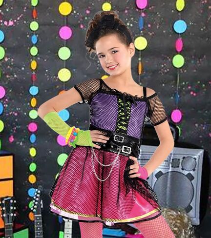 زوجان من قفازات شبكة صيد السمك النسائية الشبكية بدون أصابع لحفلات الأزياء التنكرية في الثمانينيات، وردي فاقع، طويل وقصير in Kuwait