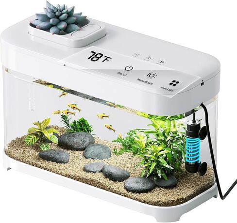 Smart Betta Fish Tank Aquarium 3 Gallon with Temperature Monitor, 3 Stage Filtration, 8 Color Lighting, Self Cleaning Small Beta Tank Kit, Acrylic in Saudi Arabia