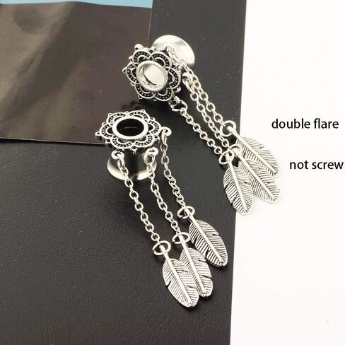 5 Pairs Surgical Steel Dangle Plugs For Women Rose Gold Hoop Double Flare Ear Tunnels Gauges Stretcher 9/16 Tunnels (14mm=9/16'') in Kuwait